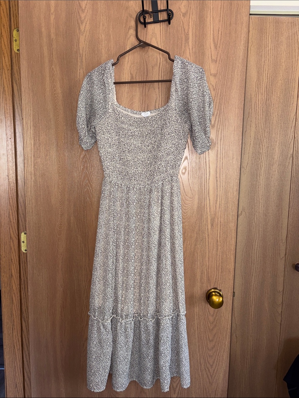 Sienna Sky Cream Maxi Dress with Black Micro Print